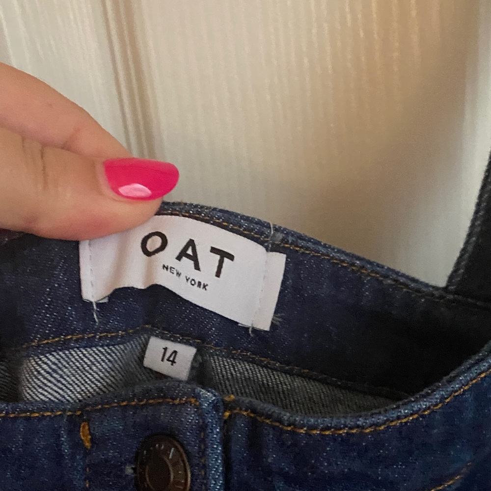 OAT Women's Fitted Denim Overall Button Dress Blue Size 14 - Picture 10 of 12